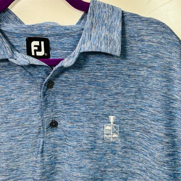 FootJoy Polo Shirt Mens XL Heathered Blue Short Sleeve Embroidered Pullover 0295 - Picture 9 of 9
